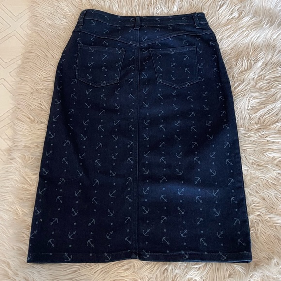 Beautiful One | Anchor Print | Denim Midi Skirt - Picture 8 of 9